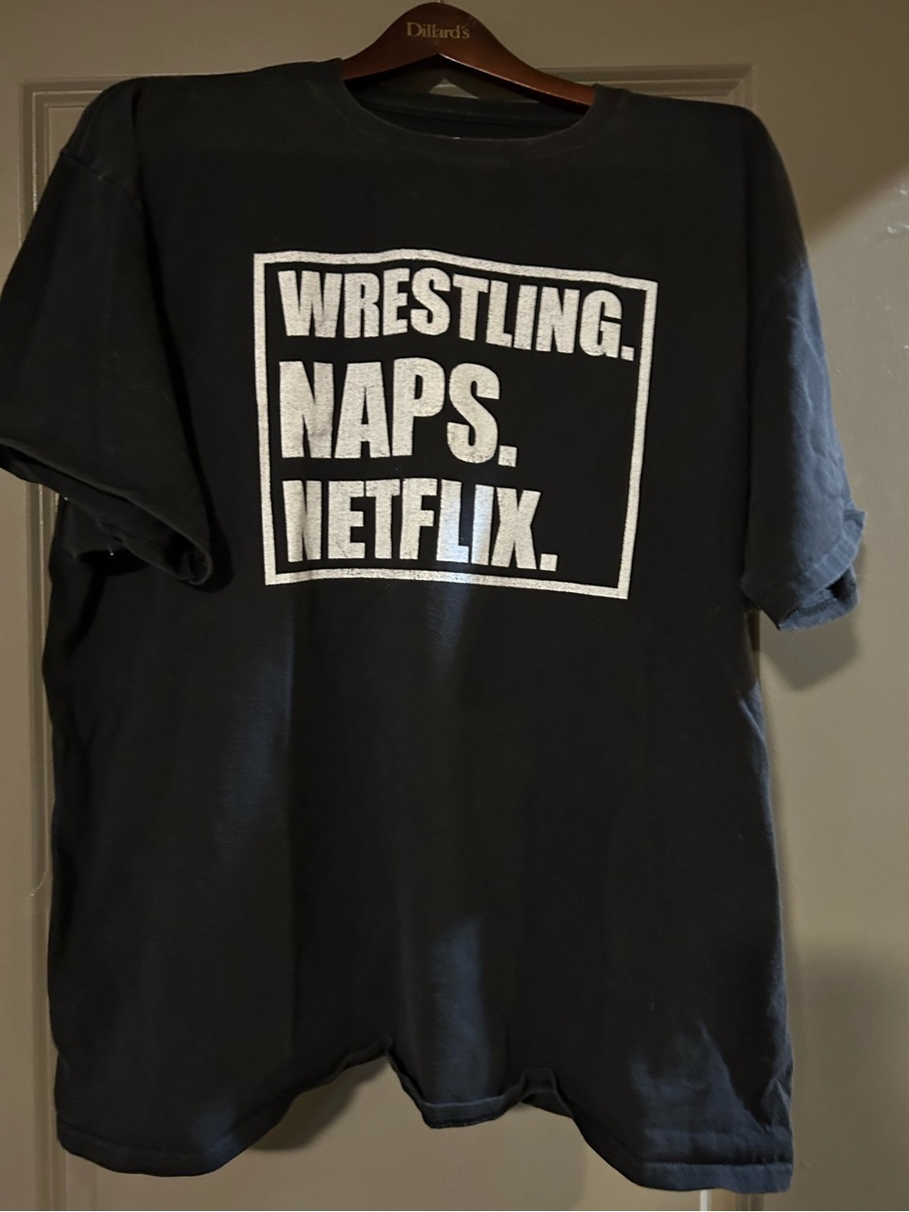 Hanes Black Tee with Wrestle Naps Netflix Logo